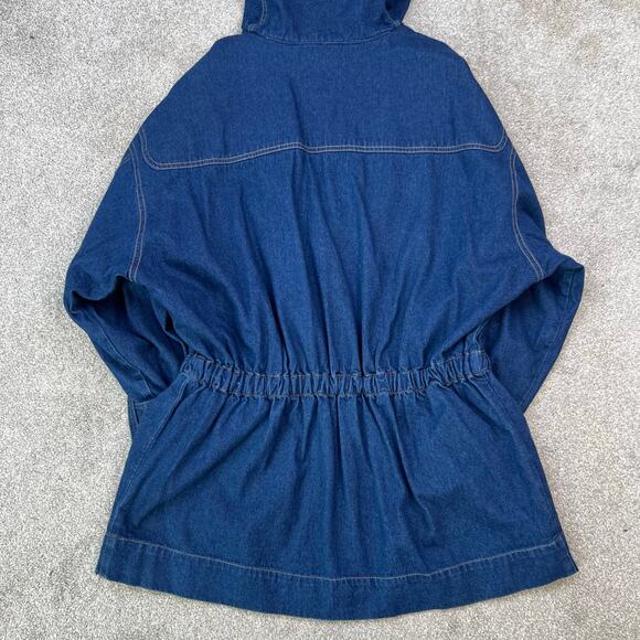 Vintage 80's Retro Leslie Fay Toggle Denim Hooded Chore Coat Barn Jacket (Sz M) - Picture 10 of 16